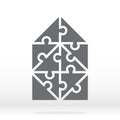 Simple icon triagles puzzle in gray. Simple icon puzzle of the ten elements on gray background for your web site design, logo, app Royalty Free Stock Photo